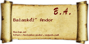 Balaskó Andor névjegykártya