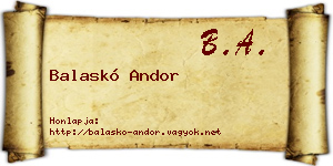 Balaskó Andor névjegykártya