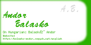 andor balasko business card